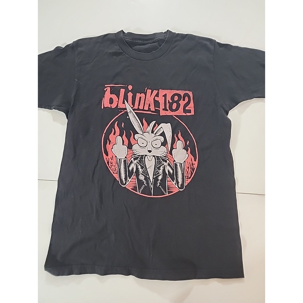 Blink-182 Crappy Punk Rock Bunny T-Shirt Leather Jacket Rabbit Middle Finger S/M